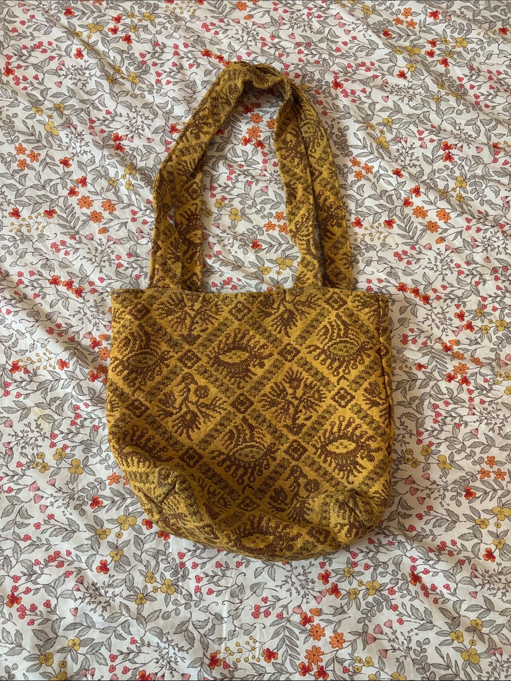 Handwoven Mustard Patterned Tote Bag